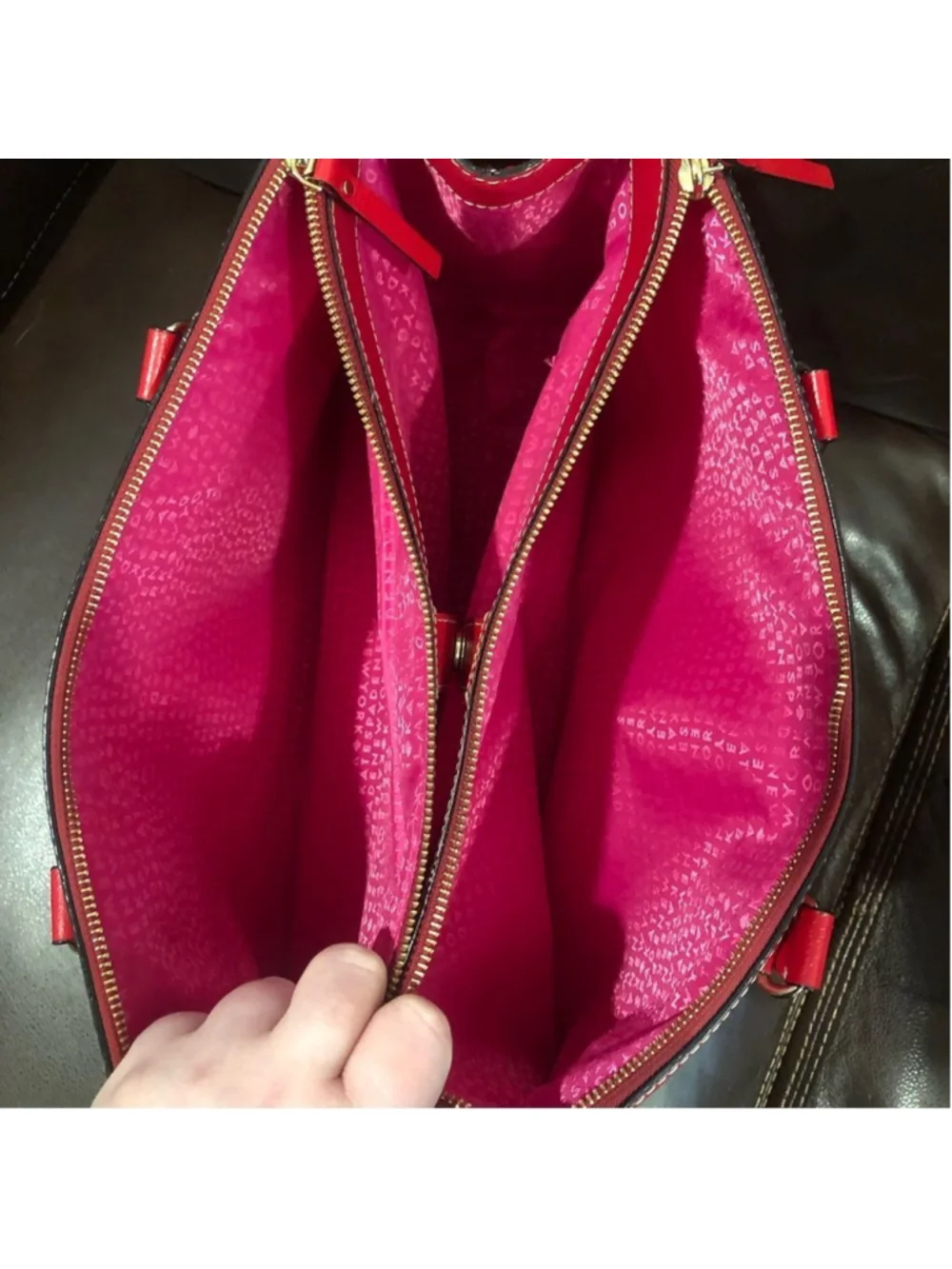 KATE SPADE Large Red Leather Tote Briefcase Shoulder Bag with Three Sections